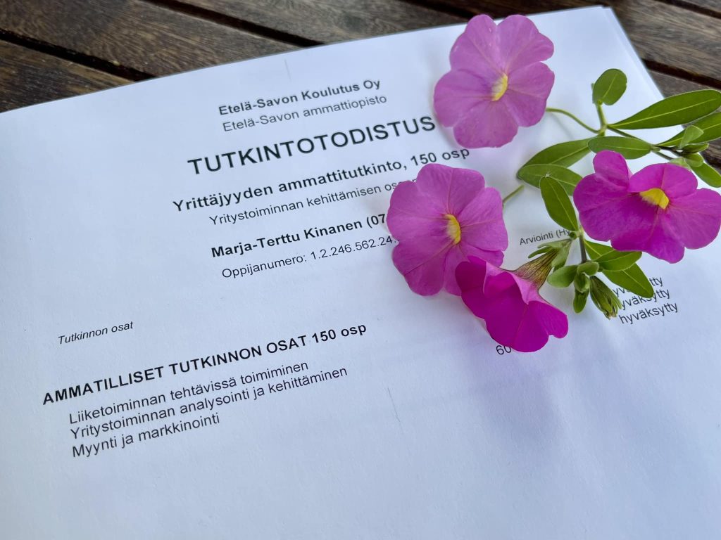 Mitä tuli tehtyä. Yrittäjyyden erikoisammattitukinnon todistus